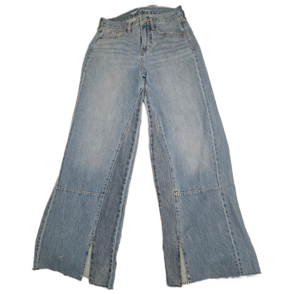 Old Navy High Rise Baggy Wide Leg Drapey Denim Jeans Light‎ Wash Blue Size 0